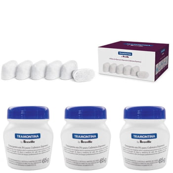 Filtros de Água Tramontina Breville Cafeteira Express 6 Unidades e Detergente em pó 3 Unidades 