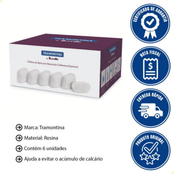 Filtros de Água Tramontina Breville Cafeteira Express 6 Unidades e Detergente em pó 3 Unidades 