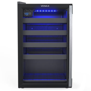 Conjunto Venax Expositora Champanheira Porta Invertida e Cervejeira Blue Light 100L Preto Fosco 127V