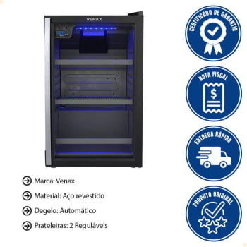 Conjunto Venax Expositora Champanheira Porta Invertida e Cervejeira Blue Light 100L Preto Fosco 127V