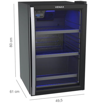Conjunto Venax Expositora Champanheira Porta Invertida e Cervejeira Blue Light 100L Preto Fosco 127V