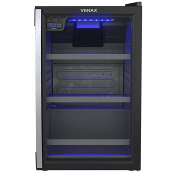 Conjunto Venax Expositora Champanheira Porta Invertida e Cervejeira Blue Light 100L Preto Fosco 127V