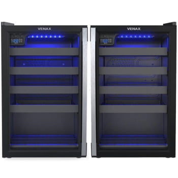 Conjunto Venax Expositora Champanheira Porta Invertida e Adega Piubella 100 L Preto Fosco 220v Conjunto Venax Expositora Champanheira Porta Invertida e Adega Piubella 100 L Preto Fosco 220v