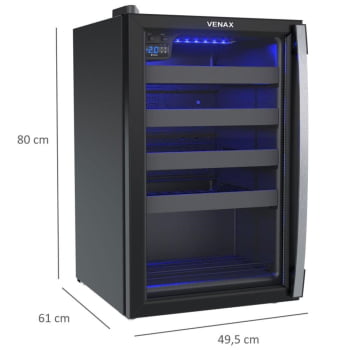 Conjunto Venax Expositora Champanheira Porta Invertida e Adega Piubella 100 L Preto Fosco 220v