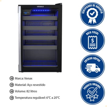 Conjunto Venax Expositora Champanheira Porta Invertida e Adega Piubella 100 L Preto Fosco 220v