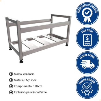 Cavalete Mesa Bancada Venancio Aço Inox para Chapas de 120cm da Linha Prime PCE120A 33709