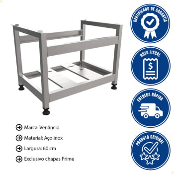 Cavalete Mesa Bancada Venancio Aço Inox para Chapas de 60cm da Linha Prime PCE060A 33707