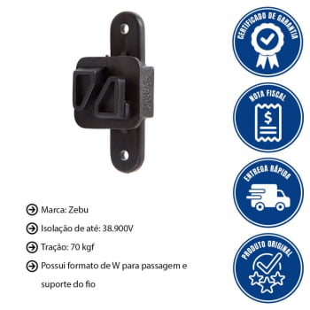 Isolador Zebu Tipo W Preto (200 UNID) 353X200