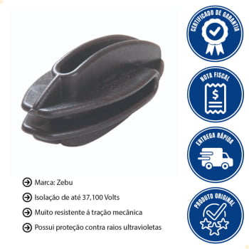 Isolador de Canto Castanha Zebu Cor Preto 200 Unidades 329X200