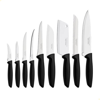 Jogo de Facas Tramontina Plenus com Lâminas Aço Inox e Cabos de Polipropileno Preto 9 Peças 23498048
