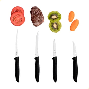 Jogo de Facas Tramontina Plenus com Lâminas Aço Inox e Cabos de Polipropileno Preto 9 Peças 23498048