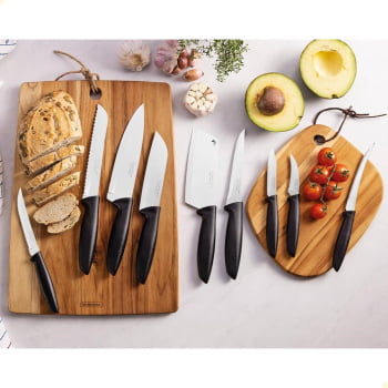 Jogo de Facas Tramontina Plenus com Lâminas Aço Inox e Cabos de Polipropileno Preto 9 Peças 23498048