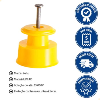 Isolador Zebu Roldana Amarelo 30 100 Unidades 27847