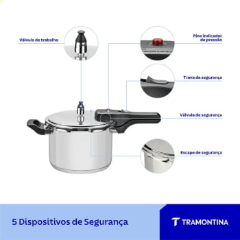 Panela de Pressão Tramontina Brava em Aço Inox com Fundo Triplo 20 cm 4,5 L 62416200