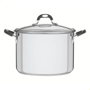 Caldeirão Tramontina Astro Silicone em Aço Inox com Fundo Triplo com Tampa de Vidro 28 cm 11,4 L 62125280