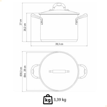 Caldeirão Tramontina Astro Silicone em Aço Inox com Fundo Triplo com Tampa de Vidro 28 cm 11,4 L 62125280
