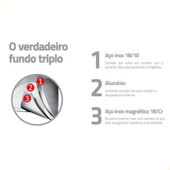 Caldeirão Tramontina Astro Silicone em Aço Inox com Fundo Triplo com Tampa de Vidro 28 cm 11,4 L 62125280