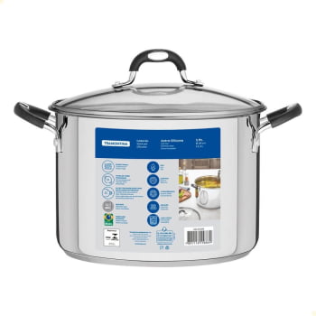 Caldeirão Tramontina Astro Silicone em Aço Inox com Fundo Triplo com Tampa de Vidro 28 cm 11,4 L 62125280