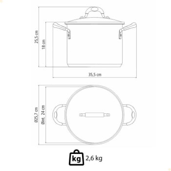 Espagueteira Tramontina Solar Silicone em Aço inox  Fundo Triplo Tampa de Vidro 24 cm 7,8 L 62137240