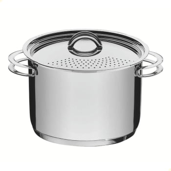 Espagueteira Tramontina Solar em Aço Inox Fundo Triplo com Tampa e Alças 24 cm 7,7 L 62517240
