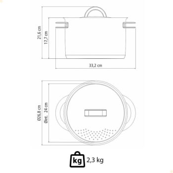 Espagueteira Tramontina Solar em Aço Inox Fundo Triplo com Tampa e Alças 24 cm 7,7 L 62517240