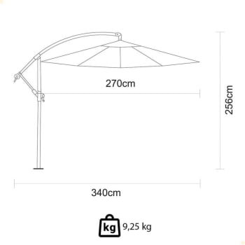Ombrelone Lateral Tramontina em aço e Poliéster Verde sem Base 2,7m 14999009