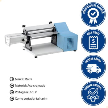 Cilindro Laminador Elétrico Malta 220V 28 Cm Com Cortador de Talharim Azul 220V 3127008
