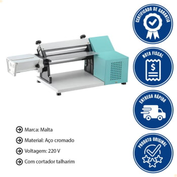 Cilindro Laminador Elétrico Malta 220V 28 Cm Com Cortador de Talharim Verde 3127006