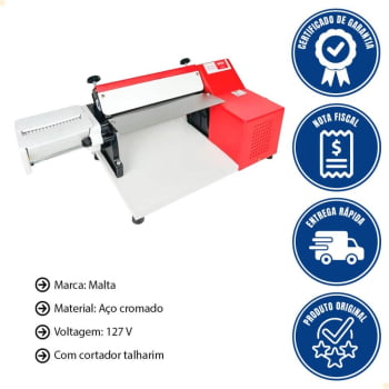 Cilindro Laminador Elétrico Malta 127V 28 Cm Com Cortador de Talharim Vermelho 3117002