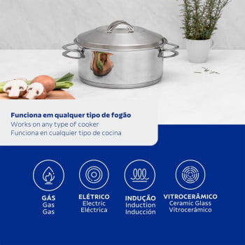 Caçarola Tramontina Solar Funda em Aço Inox Fundo Triplo com Tampa e Alças 16 cm 1,8 L 62504160