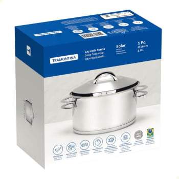 Caçarola Tramontina Solar Funda em Aço Inox Fundo Triplo com Tampa e Alças 16 cm 1,8 L 62504160
