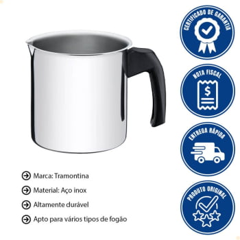 Fervedor Tramontina Allegra em Aço inox e Cabo de Baquelite 12 cm 1,4 L 62934120