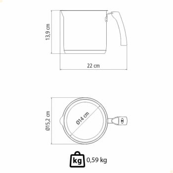 Fervedor Tramontina Solar Silicone em Aço Inox Fundo Triplo com Cabo de Silicone 14 cm 2,0 L 62492140