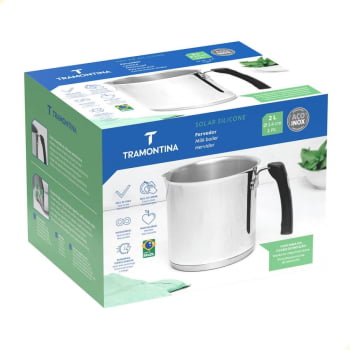 Fervedor Tramontina Solar Silicone em Aço Inox Fundo Triplo com Cabo de Silicone 14 cm 2,0 L 62492140