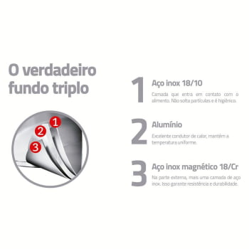 Fervedor Tramontina Solar em Aço Inox Fundo Triplo com Tampa 14 cm 2 L 62512145