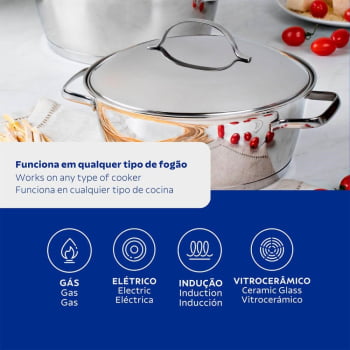 Jogo de Panelas Tramontina Allegra em Aço Inox com Fundo Triplo 7 Peças 65650170