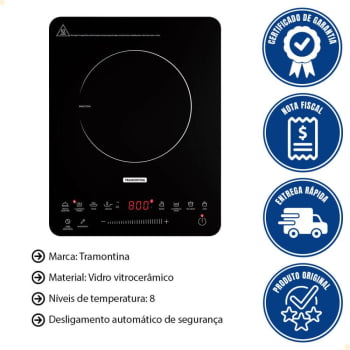 Cooktop Portátil por Indução Tramontina Slim Touch EI 30 Com Comando Touch 2 220V