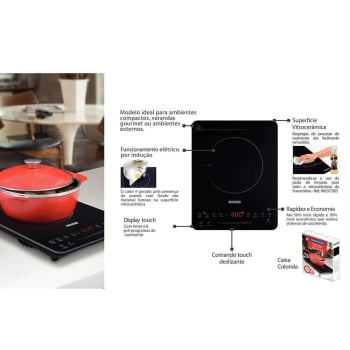 Cooktop Portátil por Indução Tramontina Slim Touch EI 30 Com Comando Touch 2 220V
