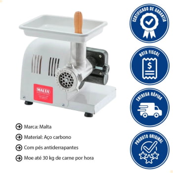 Moedor de Carne Malta Eletrico Branco Boca 8 Bivolt 3101026