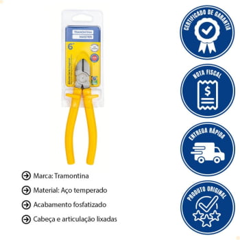 Alicate Tramontina Corte Diagonal 6" Isolado 1000 V Amarelo Forjado Em Aço Especial 41006106