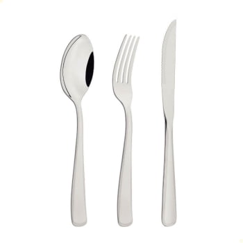 Faqueiro Tramontina Pacific Aço Inox c/ Facas de Churrasco Brilho e Detalhes no Cabo 72 Pçs 66962154