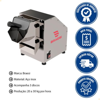 Ralador de Queijo e Coco Em Inox Braesi 3 Discos Bivolt BRQ-10 L B18744