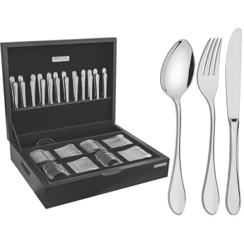Faqueiro Tramontina Italy 101 Peças Aço Inox Facas de Mesa Forjadas 6mm e Estojo Madeira 66932217