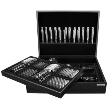 Faqueiro Tramontina Italy 101 Peças Aço Inox Facas de Mesa Forjadas 6mm e Estojo Madeira 66932217