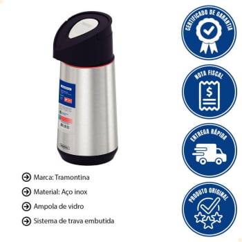Garrafa Térmica Tramontina Exata em Aço Inox com Ampola de Vidro 1,2 L 61641120