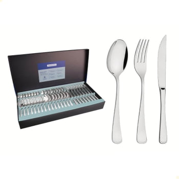 Faqueiro Tramontina Mônaco Aço Inox Facas para Churrasco Forjadas 6mm Alto Brilho 48 Peças 66917144