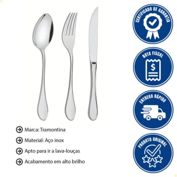 Faqueiro Tramontina Italy Aço Inox Facas para Churrasco Forjadas 6mm Alto Brilho 36 Peças 66932134