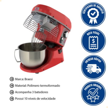 Batedeira Planetária Eletrônica Braesi BPEL-05 Premium 5 Litros 220V B14085