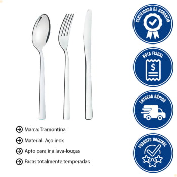 Faqueiro Tramontina Oslo em Aço Inox Com Facas de Mesa Acabamento Alto Brilho 101 Peças 66985030