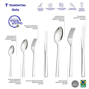 Faqueiro Tramontina Oslo em Aço Inox com Facas de Mesa e Estojo de Madeira 101 Peças 66985214